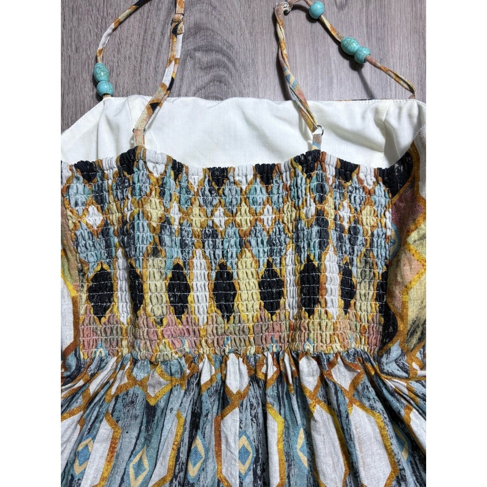 $495 CHRISTIAN LACROIX Linen Printed Mini Alexis Fringe Dress Festival Boho S - Picture 10 of 14